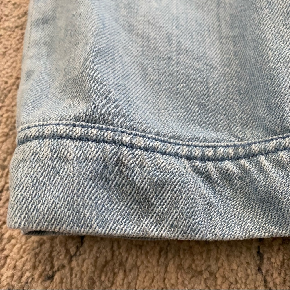 Sezane Anthon Trouser FR 40 US 8 100% Cotton Light Wash Blue Paper Bag Waist - Picture 6 of 14